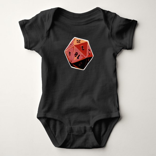 T-shirts Bebê da arte dos dados do Gamer D20 (Frente)