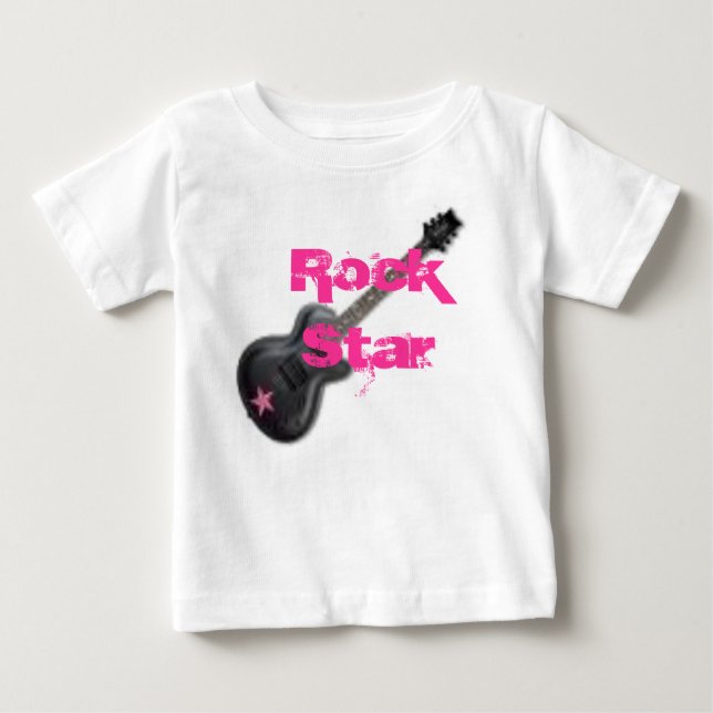 T-shirts bebê da estrela do rock, estrela do rock (Frente)