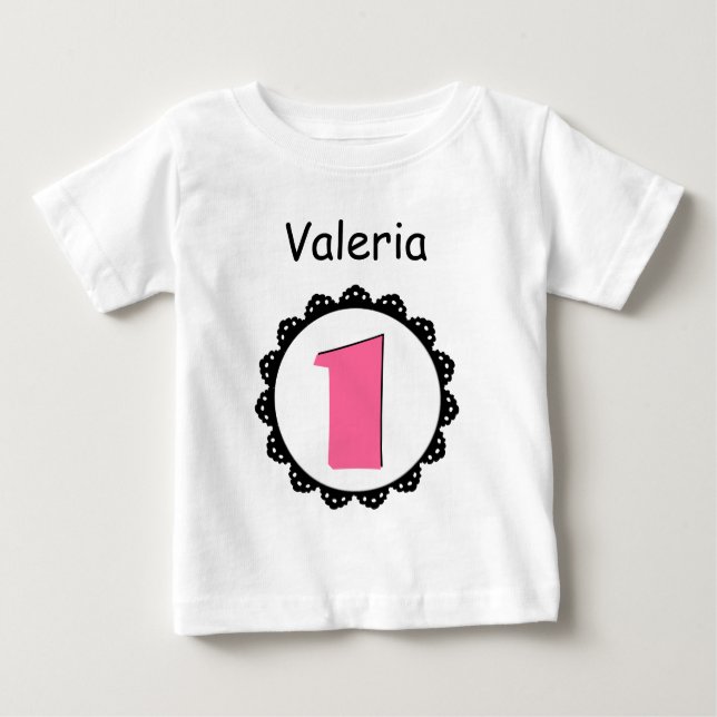 T-shirts Bebê De Um Ano, Garota De Aniversário, Dotada V03 (Frente)