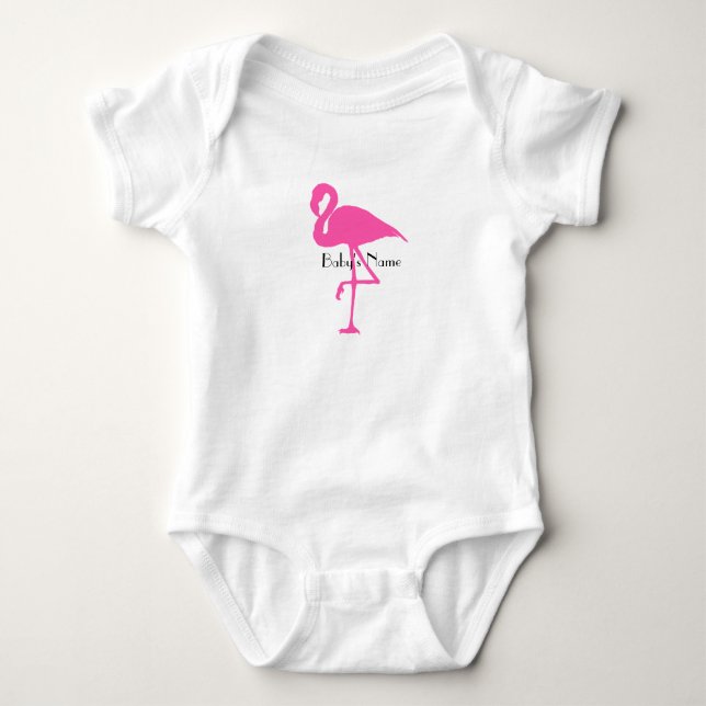 T-shirts Bebê do flamingo - personalize o nome ou adicione (Frente)