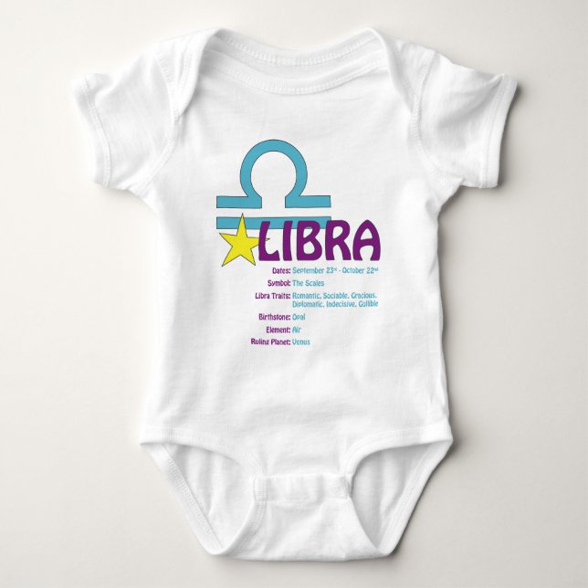 T-shirts Bebê dos traços do Libra (Frente)