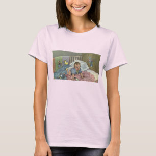 T-shirts Bebê Fofo Antigo Brincando no Berço, Hora da Sonec