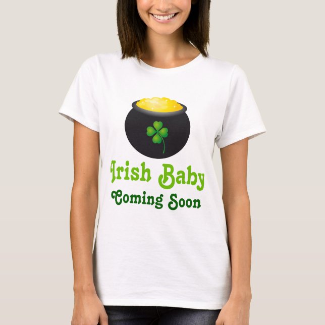 T-shirts Bebê irlandês que vem logo anúncio da gravidez (Frente)
