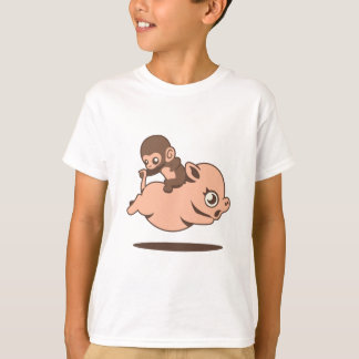 T-shirts Bebê macaco (voltando para trás em um porco)