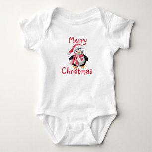 T-shirts Bebê Natal Jersey Bodysuit/Papais noeis Penguin