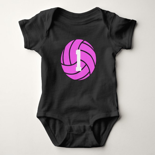 T-shirts Bebê Numero de Voleibol Rosa (Frente)