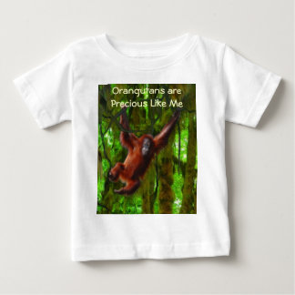 T-shirts Bebê Orangutan e Floresta Tropical Primatas Arte P