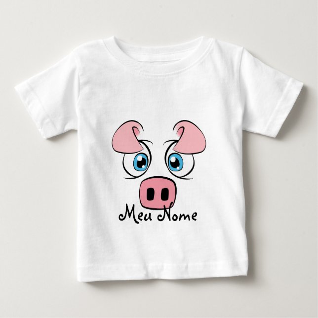 T-shirts Bebê Porco Personalizável (Frente)