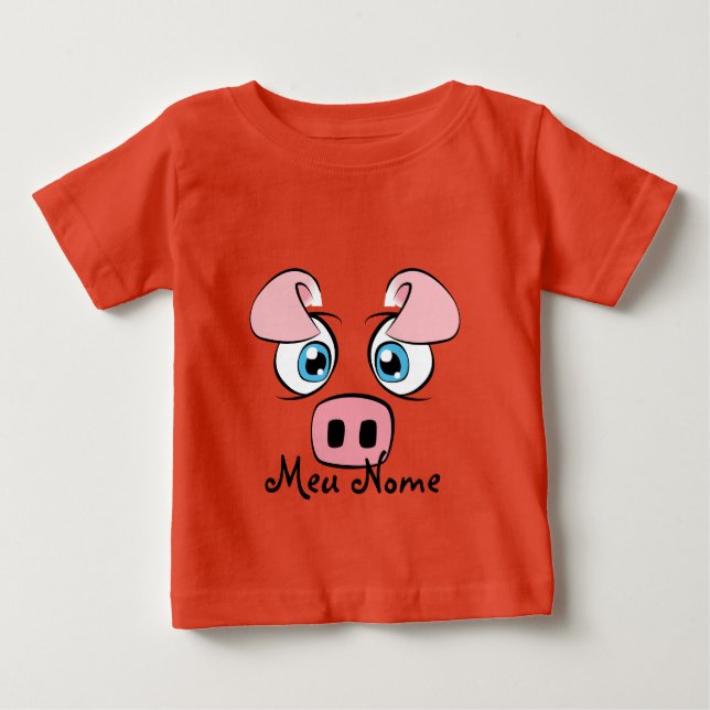 T-shirts Bebê Porco Personalizável (Frente)
