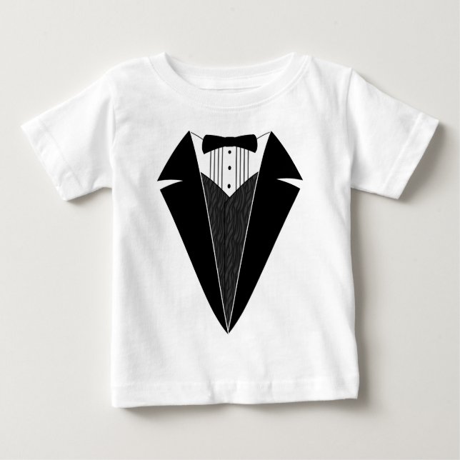 T-shirts Bebê Tuxedo, Preto + Branco (Frente)