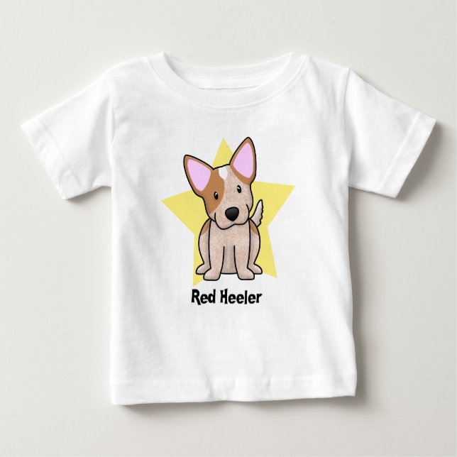 T-shirts Bebê vermelho de Heeler da estrela de Kawaii (Frente)