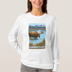 T-shirts Bebendo de ConnecticutMoose no lago
