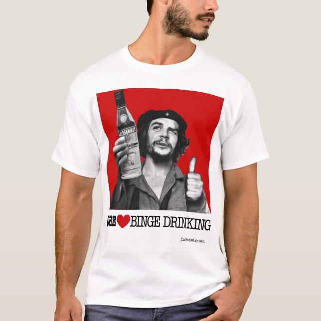 T-shirts Bebendo do frenesi do coração de Che (Frente)