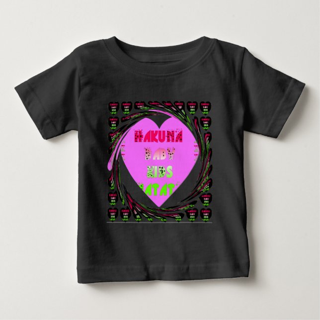 T-shirts Bebês Corações Rosa Hakuna Matata Bebê Crianças De (Frente)