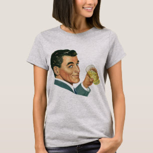 T-shirts Bebidas de Coquetéis Vintage, Homem Bebendo Drinks