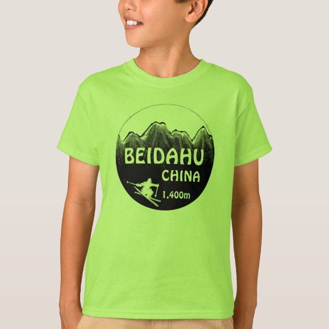 T-shirts Beidahu China green boys ski logo (Frente)