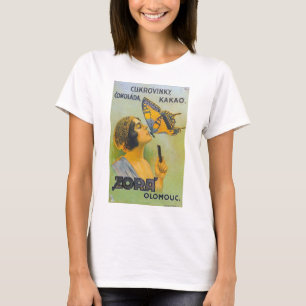 T-shirts Beijada Por Um Anúncio De Chocolate De Borboleta