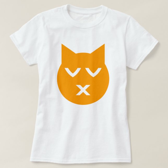 T-shirts Beijar com o Gato Emoji de Olhos Fechados (Frente do Design)