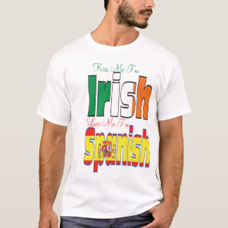 T-shirts Beije-me Eu sou Irlandês Amo-me Eu sou Espanhol