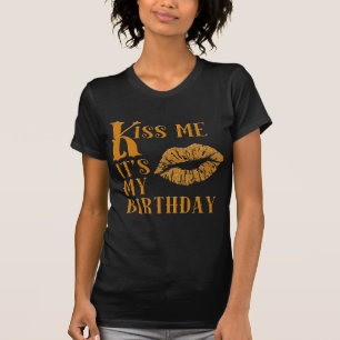 T-shirts Beije-me que é meu aniversário Sparkly