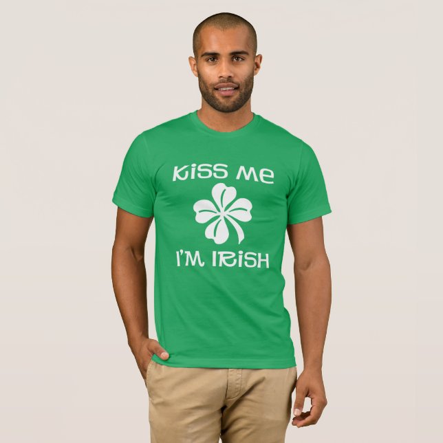 T-shirts Beije-Me. Sou irlandês. (Frente Completa)