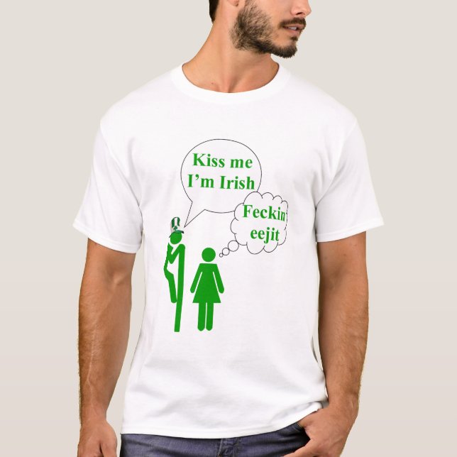 T-shirts Beije-me, sou uma placa de vaso irlandês (Frente)