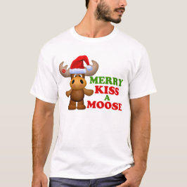 T-shirts Beijo alegre bonito um Natal dos alces