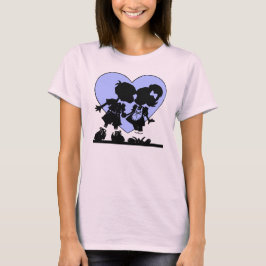 T-shirts Beijo Retro Desenho Animado Menino e Menina