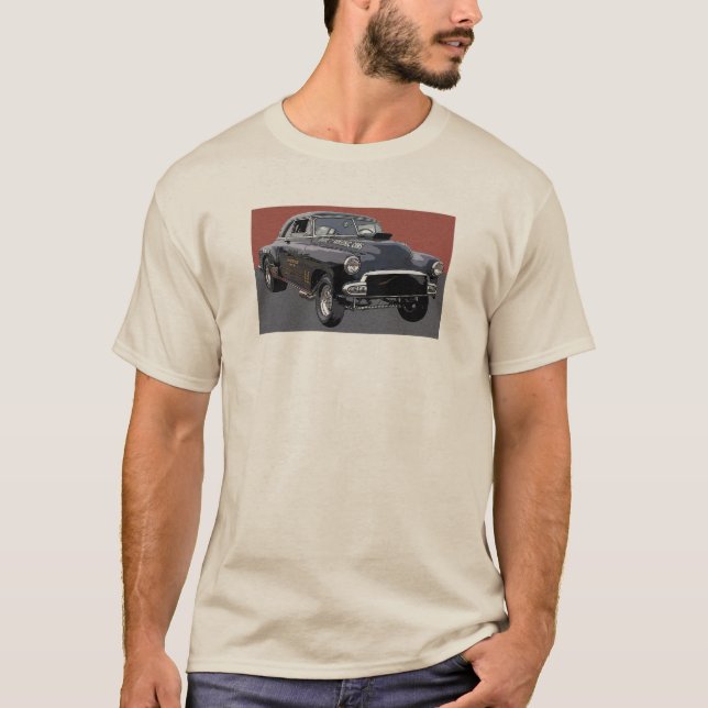 T-shirts Bel 1951 de Chevrolet do preto Aire gasser. (Frente)