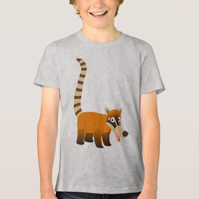 T-shirts Bela Caricatura Sorridente Coatimundi Crianças T-S (Frente)