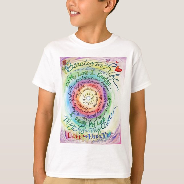 T-shirts Beleza na vida Arredondado Arco-Íris (Frente)