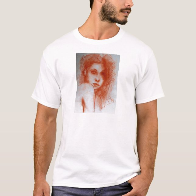 T-shirts BELEZA ROMÂNTICA / Retrato feminino em Sepia Brown (Frente)