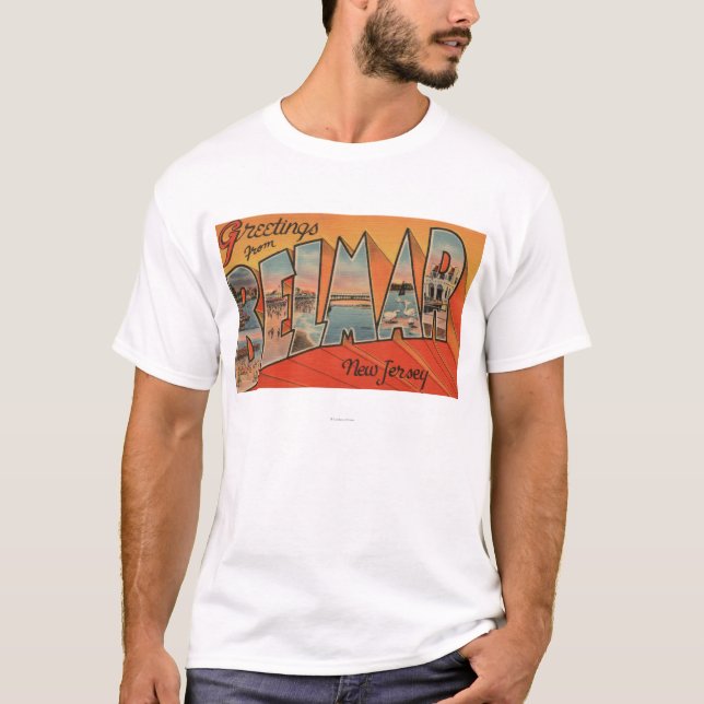 T-shirts Belmar, New-jersey - grandes cenas da letra (Frente)