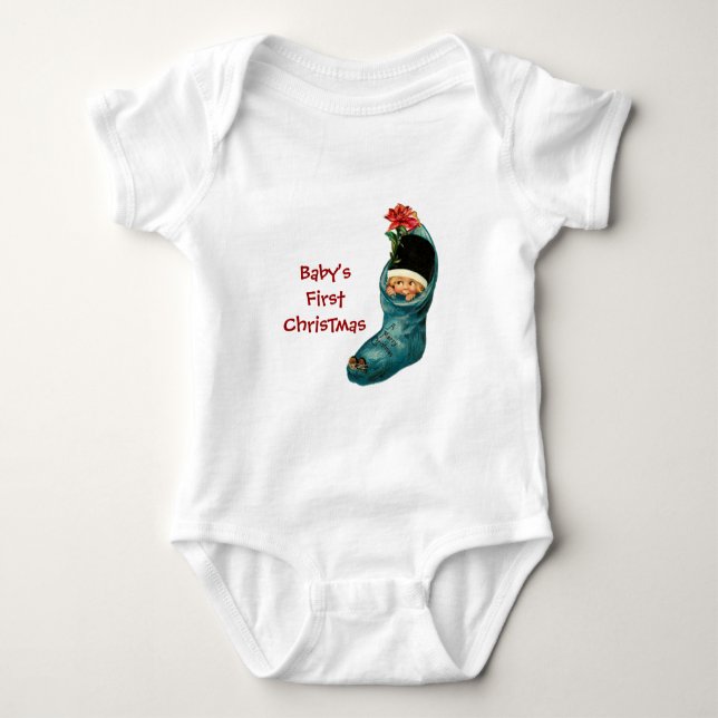 T-shirts Belo Natal, Pequena Criança, Azul Rosa (Frente)