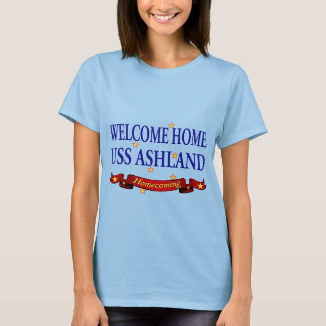 T-shirts Bem-vindo ao lar USS Ashland (Frente)
