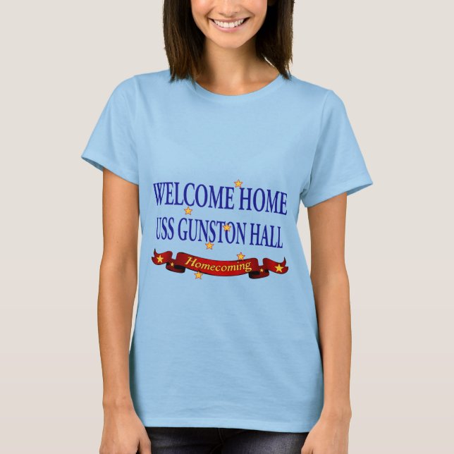T-shirts Bem-vindo ao lar USS Gunston Hall (Frente)