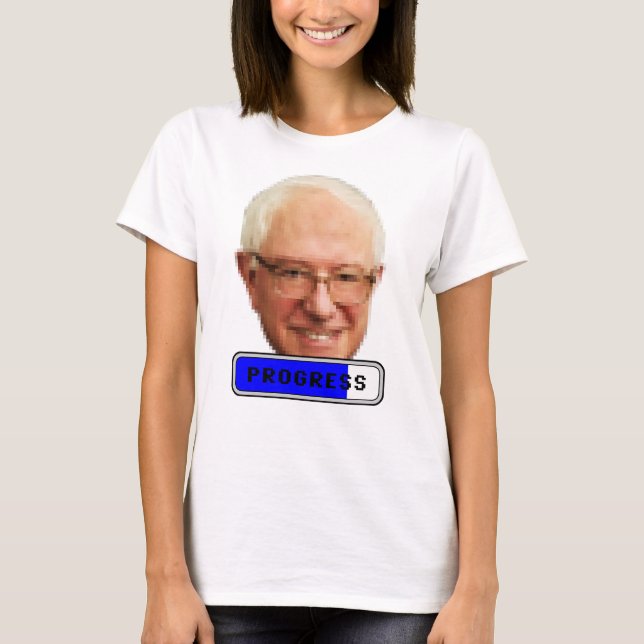 T-shirts Bernie Sanders Pixelado - PROGRESS (Frente)