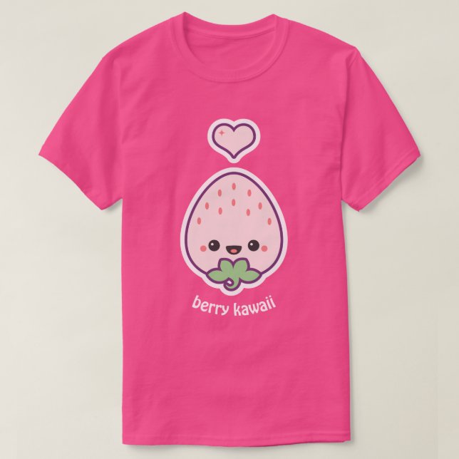 T-shirts Berry Kawaii Pink Strawberry (Frente do Design)