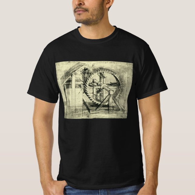 T-shirts Besta de Armas de Leonardo da Vinci Impulsionada p (Frente)