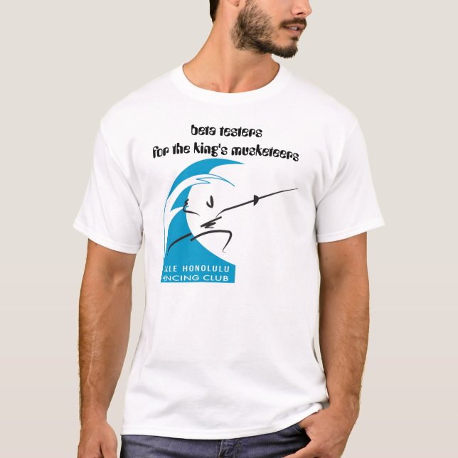 T-shirts beta verificadores para os mosqueteiros do rei (Frente)