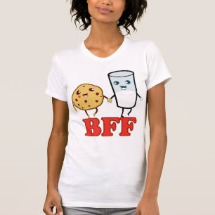 T-shirts BFF, biscoito e leite - personalizados