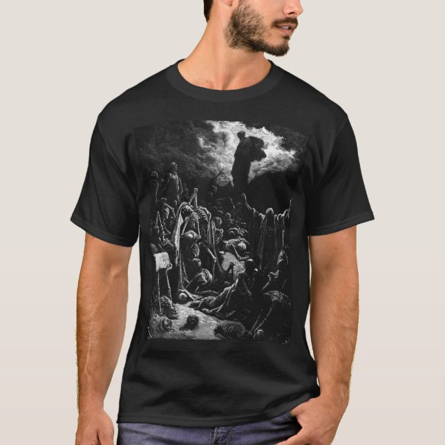 T-shirts Bíblia: A ressurreição de Ezekiel - Gustave Dore (Frente)