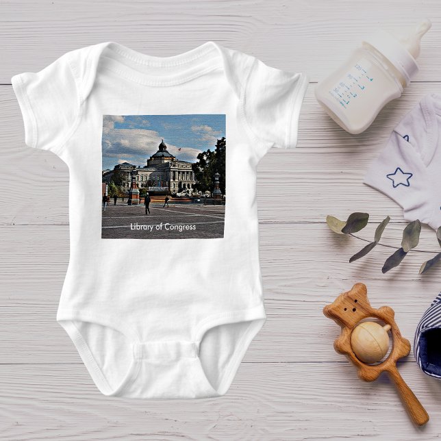 T-shirts Biblioteca do Congresso no Padrão Mosaico (Library of Congress in Mosaic Pattern Baby Bodysuit)
