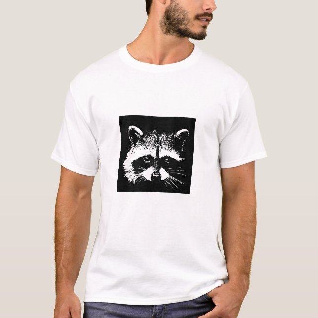 T-shirts Bicho urbano - cara do guaxinim - design animal (Frente)