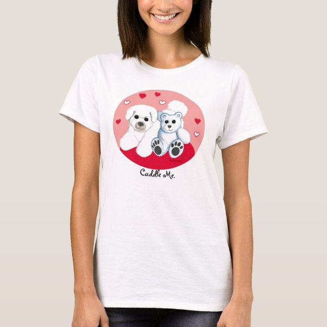 T-shirts Bichon Frise & corações do urso de ursinho (Frente)