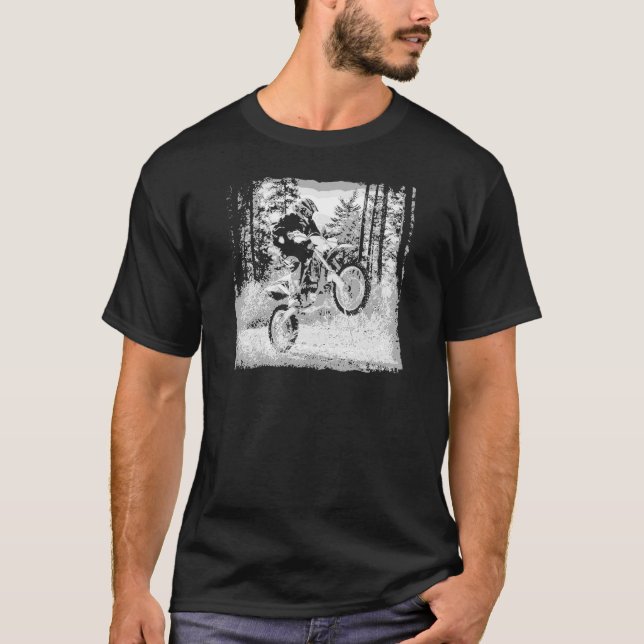 T-shirts Bicicleta da sujeira que roda nas madeiras (Frente)