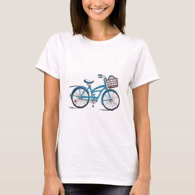 T-shirts Bicicleta de Bolinhas de Aquarela (Frente)