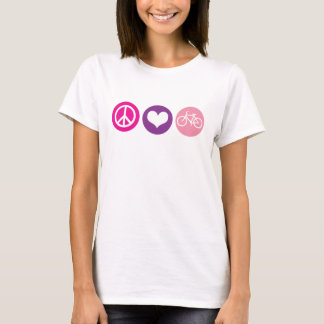 T-shirts Bicicleta do amor da paz, pallette 4 da cor