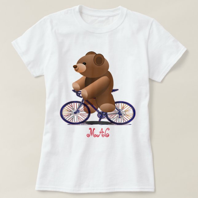 T-shirts Bicicleta e impressão do urso de ursinho (Frente do Design)