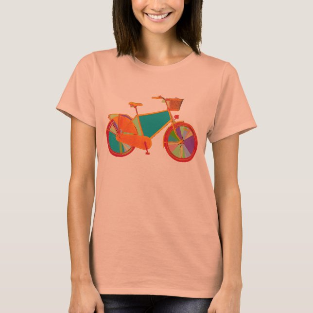 T-shirts bicicleta romântica colorida (Frente)